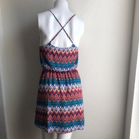 Blue Rain Chevron Print Dress Size S - Picture 2 of 7